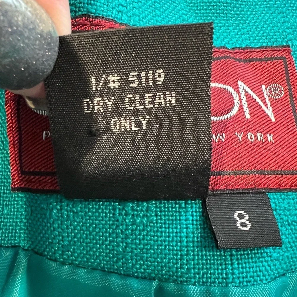 Vintage Sassoon Teal Skirt Suit With Gold Tone Buttons 2 Pcs Set Size 8 - Picture 11 of 13